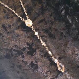 Vintage Desiger Sorelli Lariet Necklace w/ Crystal Accents. 26 W/Tassel 30 In.L